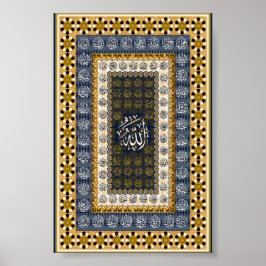 Póster Islamic Wall Art Allah Names Calligraphy Geometric