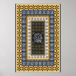 Póster Islamic Wall Art Allah Names Calligraphy Geometric
