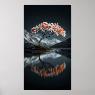 Póster Island Bloom: Sereno paisaje de alto contraste