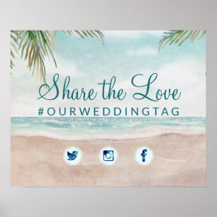 Póster Island Breeze Beach Share the Love Wedding Sign