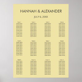 Póster Island Citrus Yellow Wedding Seating Chart