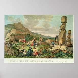 Póster Islanders and Monuments of Easter Island