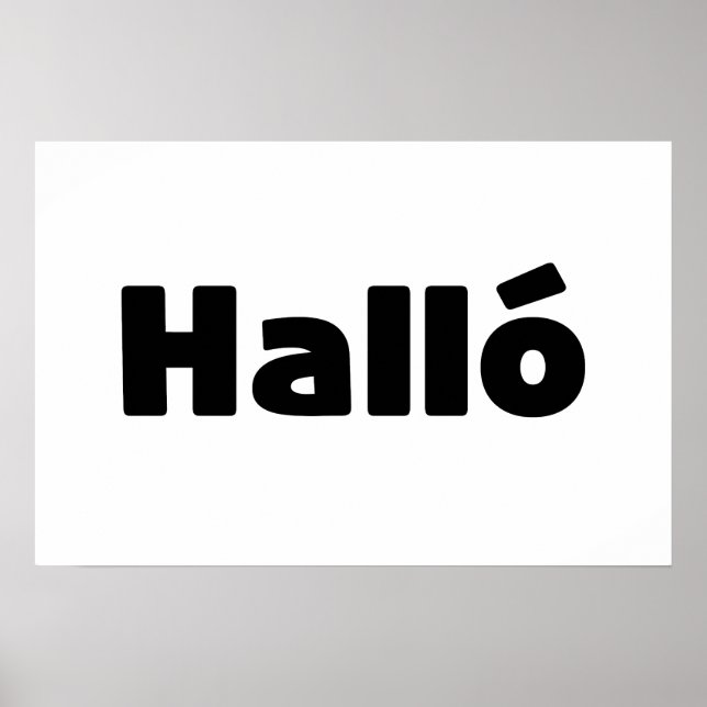 Póster Islandés Halló { Hola ) Lenguaje Islandés (Frente)