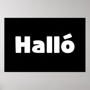 Póster Islandés Halló { Hola ) Lenguaje Islandés