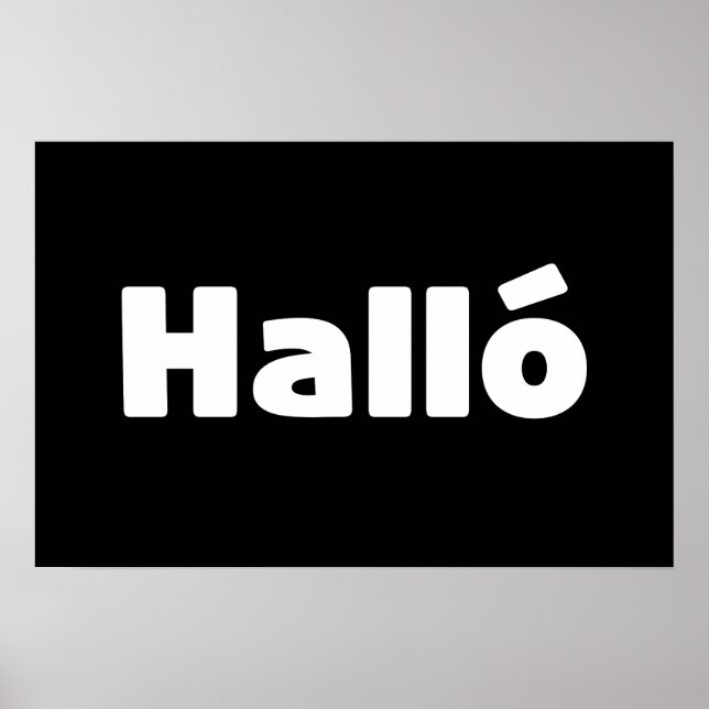 Póster Islandés Halló { Hola ) Lenguaje Islandés (Frente)