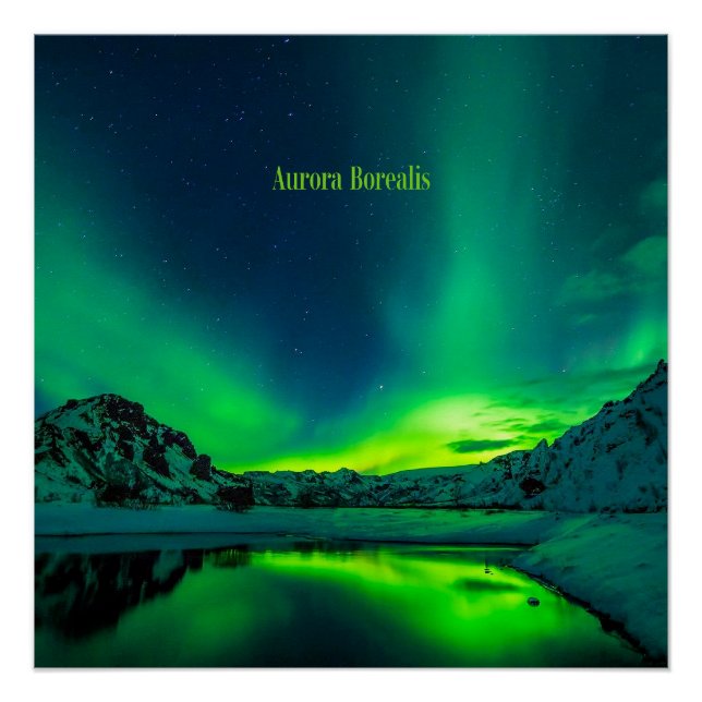 Póster Islandia, Aurora Borealis (Anverso)