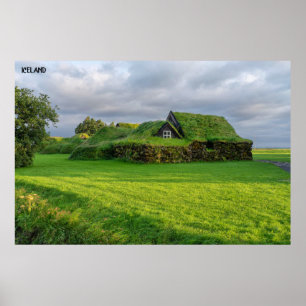 Póster Islandia - Casa Verde