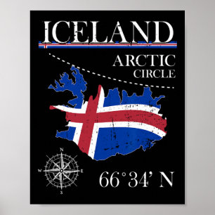 Póster Islandia - Círculo Polar Ártico - Polo Norte Isla