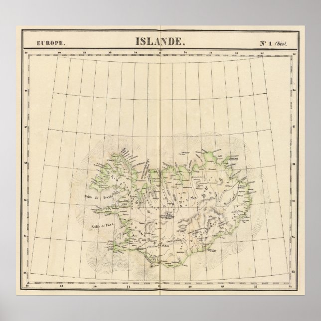 Póster Islandia, Europa (Frente)