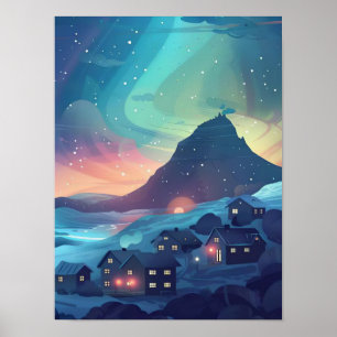 Póster Islandia Imprimir Islandia Ilustración Islandia Vi