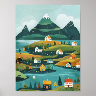Póster Islandia Imprimir Islandia Ilustración Islandia Vi