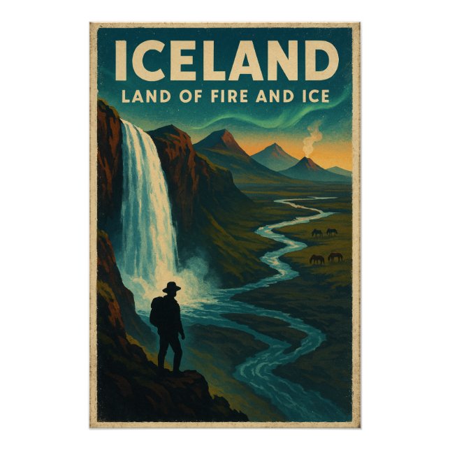 Póster Islandia Viajes Retro 2026 (Anverso)