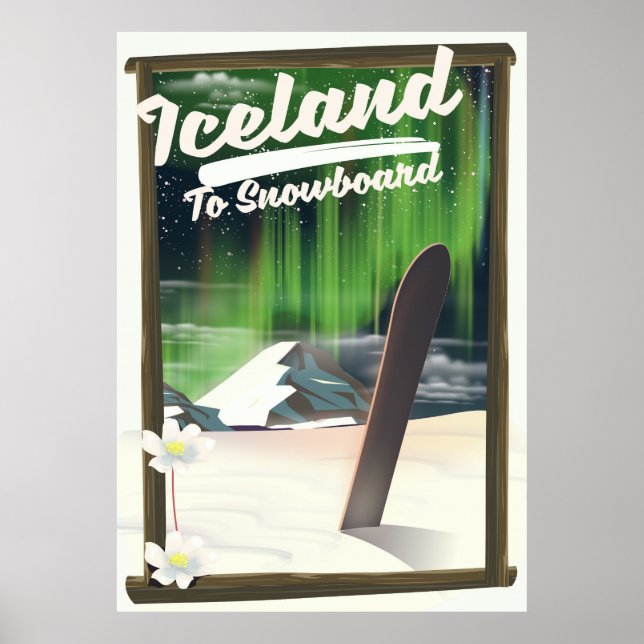 Póster Islandia y Snowboard (Frente)