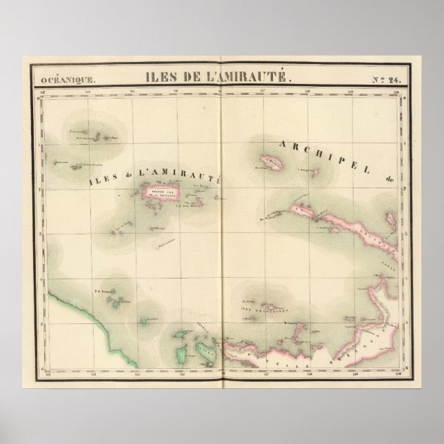Póster Islas Admiralty Oceanía no 24 (Frente)