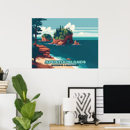 Póster Islas Apóstol Lakeshore Wisconsin Retro