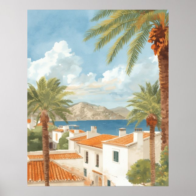 Póster Islas Baleares Viaje Francés Vintage (Frente)