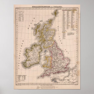 Póster Islas Británicas, Inglaterra, Irlanda