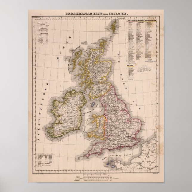 Póster Islas Británicas, Inglaterra, Irlanda (Frente)