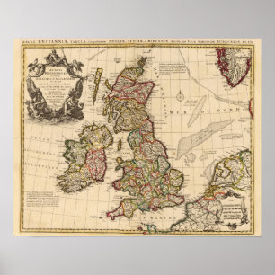 Póster Islas británicas, Inglaterra, Irlanda