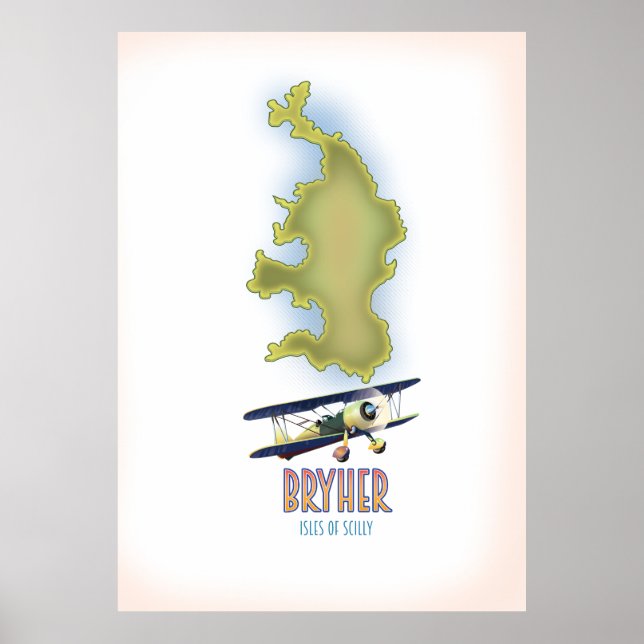 Póster Islas Bryher del mapa de cilly (Frente)
