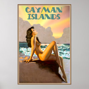 Póster Islas Caimán Indias Occidentales Británicas Playa 