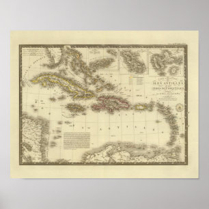 Póster Islas caribeñas y las Antillas