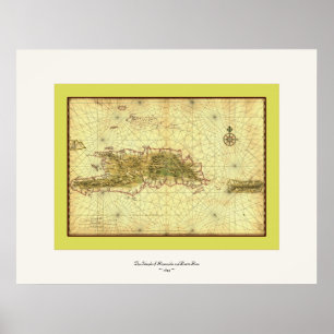 Póster Islas de La Española y Puerto Rico ~ 1639