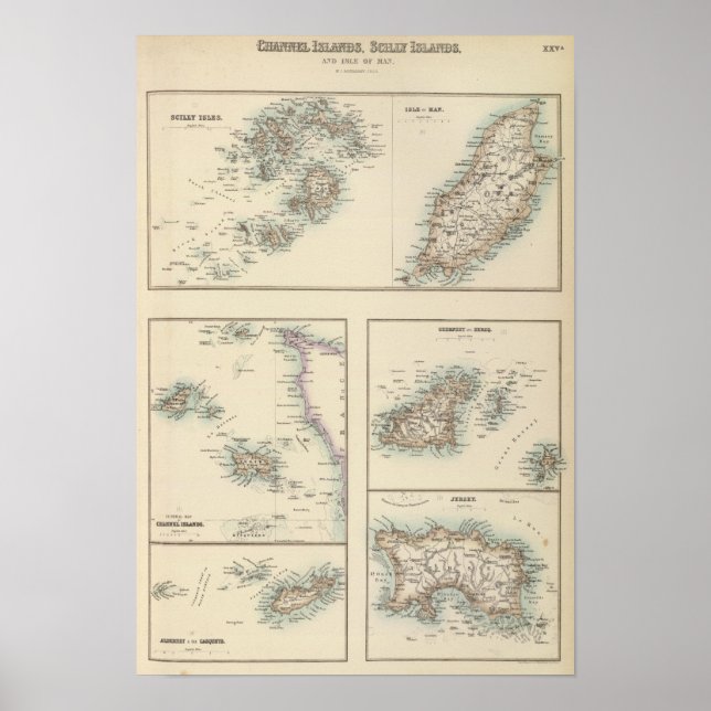 Póster Islas del Canal, Islas Cilly e Isla de Man (Frente)