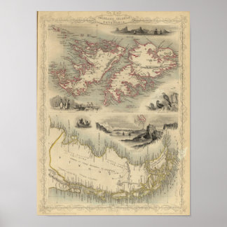 Póster Islas Falkland Y Patagonia