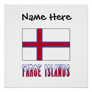 Póster Islas Feroe Feroés Bandera Negra Personaliz