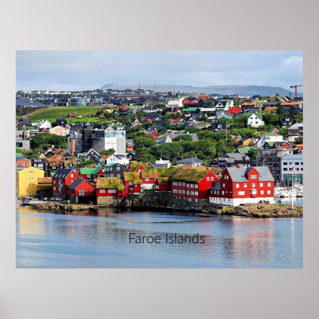 Póster Islas Feroe, vistas panorámicas de Torshavn (Frente)
