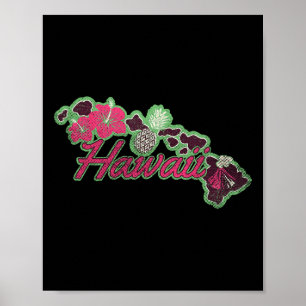 Póster Islas Hawai Hibiscus Flores Aloha Hawaii Luau