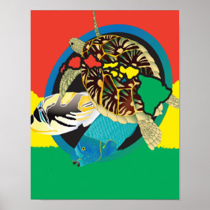 Póster Islas Hawaii Reggae Turtle Hawaii