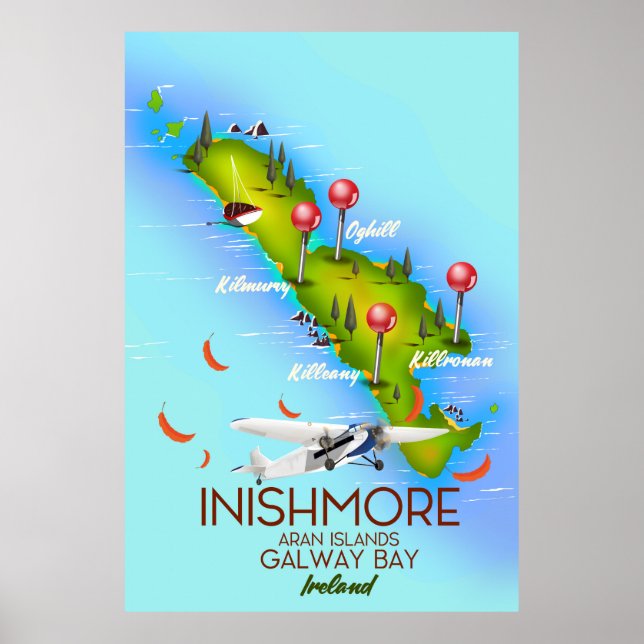 Póster Islas iniciales Aran Islas Galway Bay Irlanda (Frente)