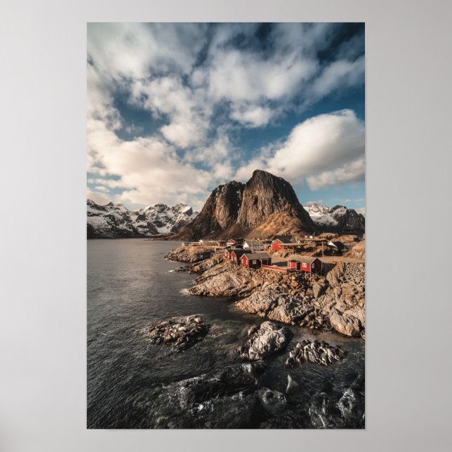 Póster Islas Lofoten de Noruega Hamnoya (Frente)