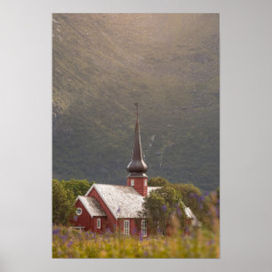 Póster Islas Lofoten Iglesia Flakstad