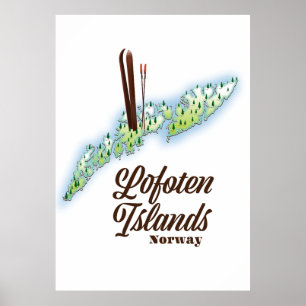 Póster Islas Lofoten, poster de esquí de Noruega.