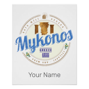 Póster Islas Mykonos Cyclades Grecia recuerdo de época
