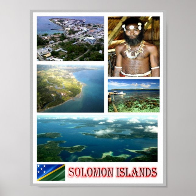 Póster Islas Salomón - Mosaico - (Frente)