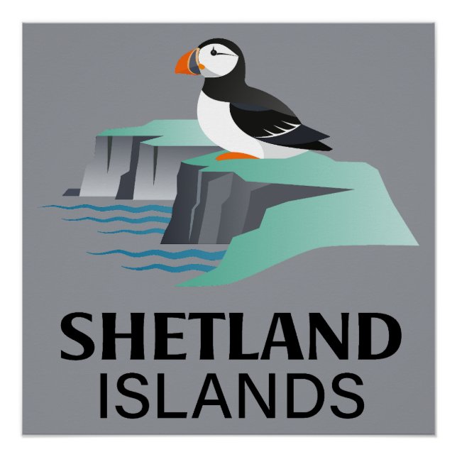 Póster Islas Shetland Escocia Reino Unido (Anverso)