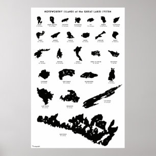 Póster Islas significativas del sistema de Great Lakes: