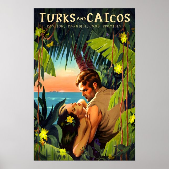 Póster Islas Turcas y Caicos Caribe Lucayan Viaje (Frente)