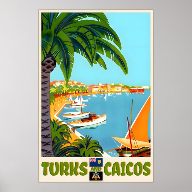 Póster Islas Turcas y Caicos Caribe Lucayan Viaje (Frente)