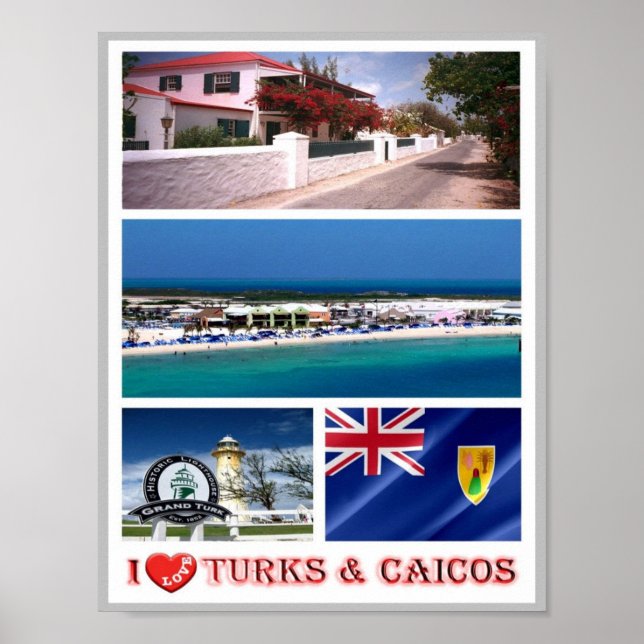 Póster Islas Turcas y Caicos - Me encanta - (Frente)