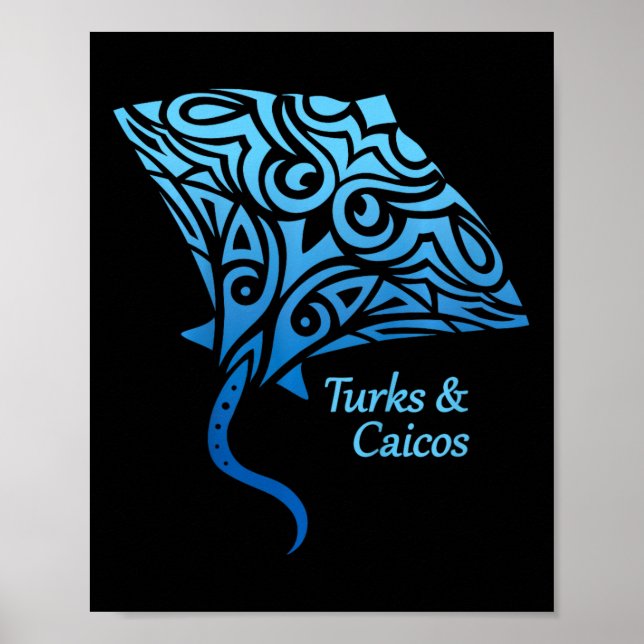 Póster Islas Turcas y Caicos Stingray Chicos Chicas Vacac (Frente)