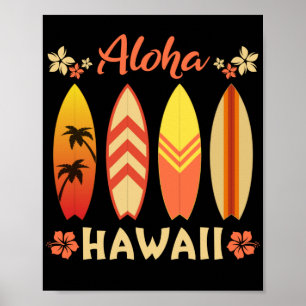 Póster Islas Vintage Souvenir Aloha Hawaii Surfing