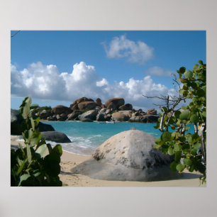 Póster Islas Vírgenes Británicas, Gorda, Playa The Baths