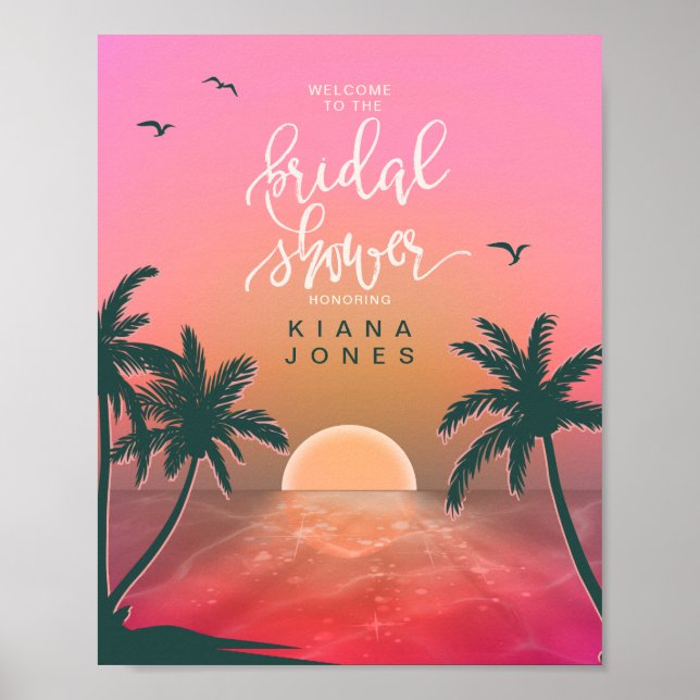 Póster Isle Tropical Sunrise Bridal Shower Pink ID581 (Frente)
