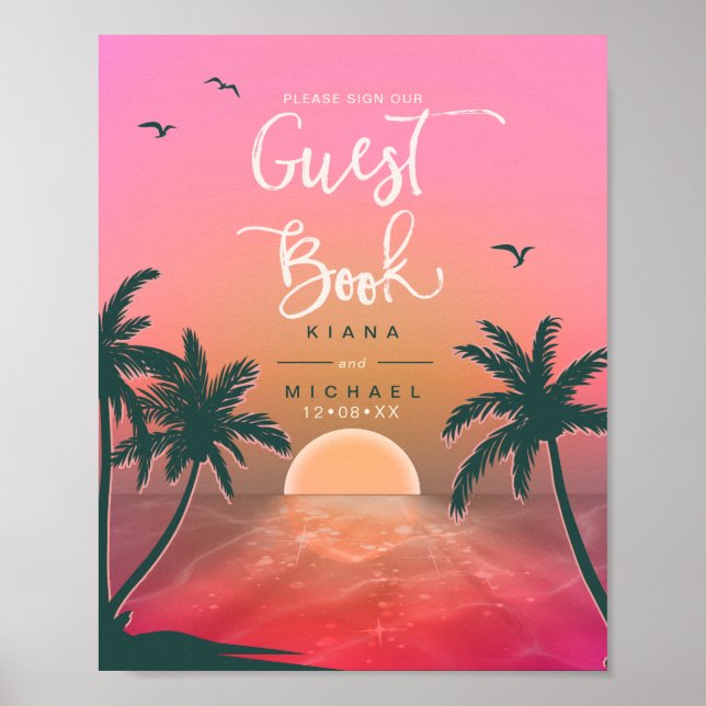 Póster Isle Tropical Sunrise Guest Book Pink ID581 (Frente)