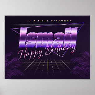 Póster Ismail Name Vorname lila retro Poster Geburtstag